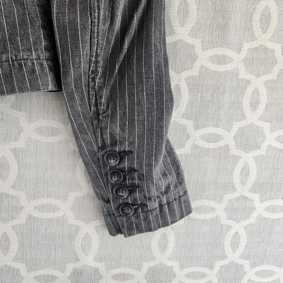 Theory Cotton Striped Button Women's Denim Blazer Pities XS 8016/1B - Picture 6 of 10